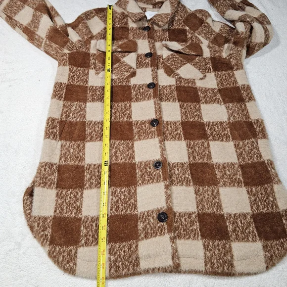 GREYLIN ANTHROPOLOGIE Women’s M Brown Plaid Long Heavyweight Shacket Jacket - Picture 13 of 13